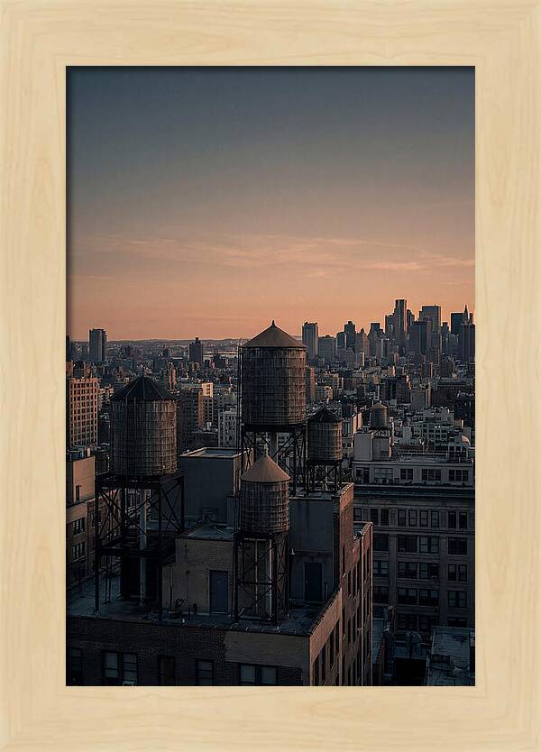 Rooftop Water Towers At Dusk