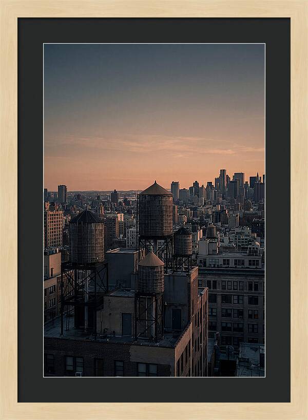 Rooftop Water Towers At Dusk