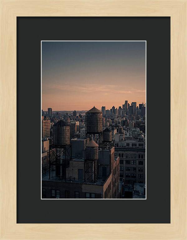 Rooftop Water Towers At Dusk