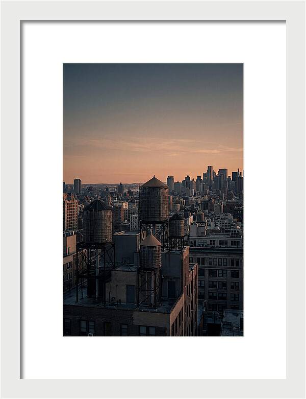 Rooftop Water Towers At Dusk