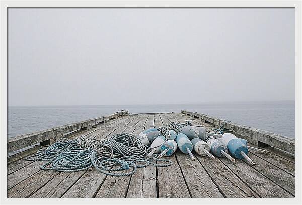 Rope And Lobster Buoys On Dock