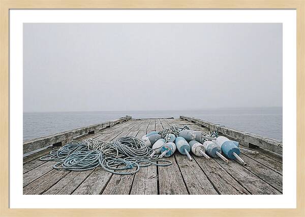 Rope And Lobster Buoys On Dock