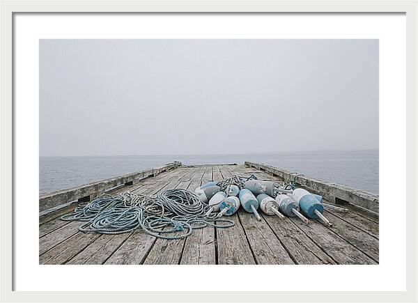 Rope And Lobster Buoys On Dock