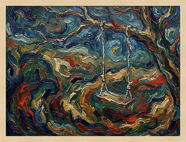 Rope Swing Under Swirling Skies