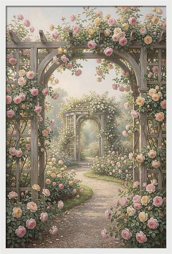 Rose Garden With Trellises