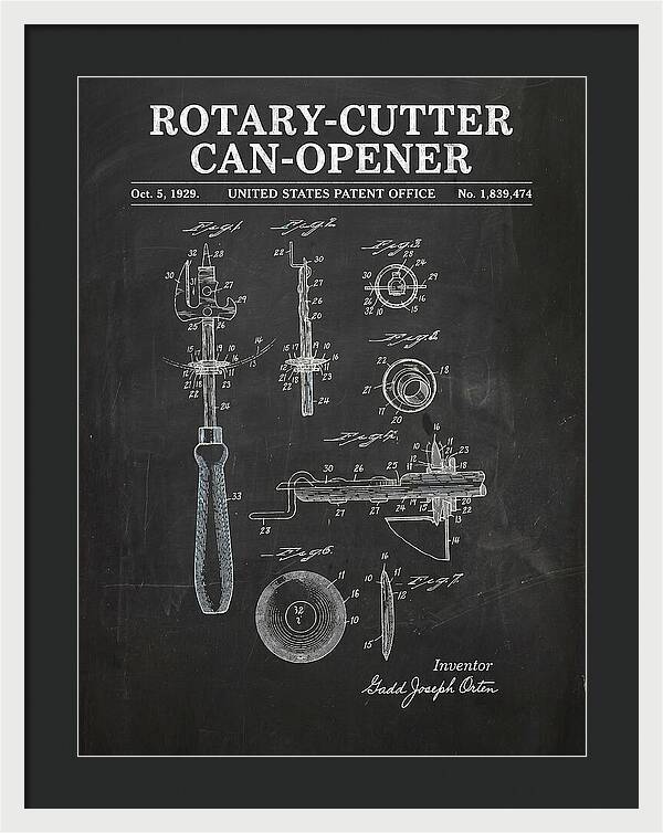 Rotary Cutter Can Opener Chalkboard Patent Us1839474a