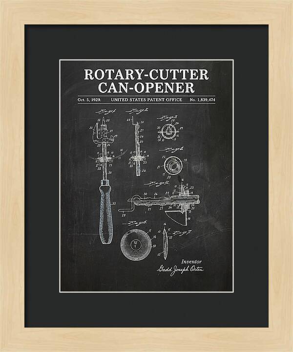 Rotary Cutter Can Opener Chalkboard Patent Us1839474a