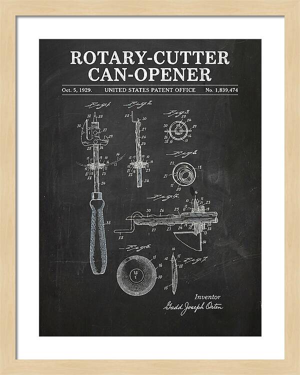 Rotary Cutter Can Opener Chalkboard Patent Us1839474a