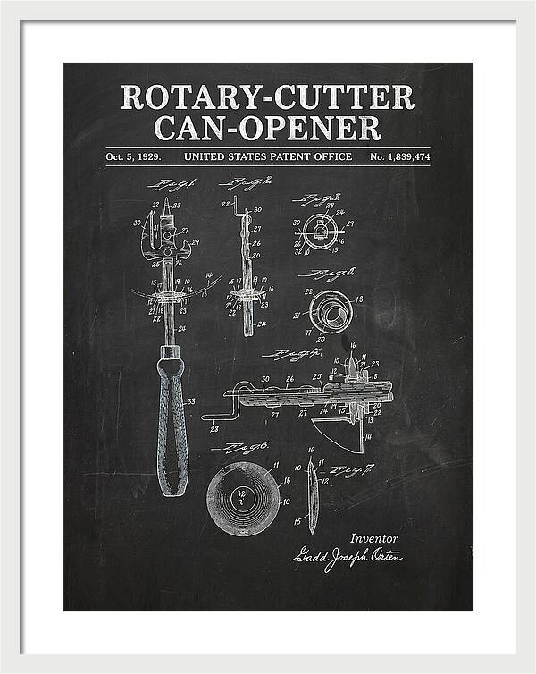 Rotary Cutter Can Opener Chalkboard Patent Us1839474a