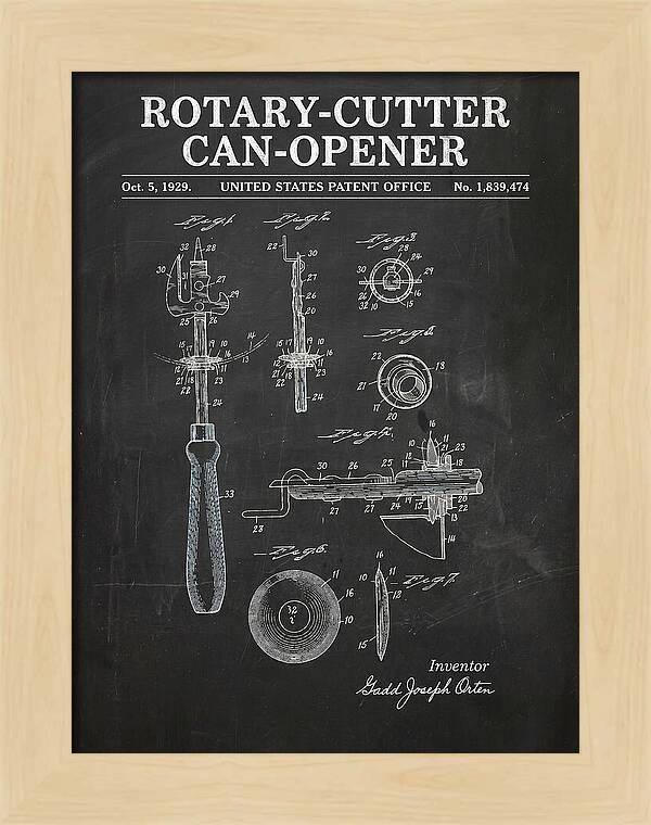 Rotary Cutter Can Opener Chalkboard Patent Us1839474a