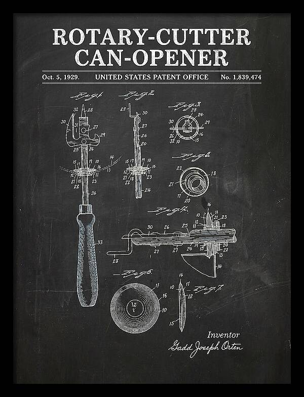 Rotary Cutter Can Opener Chalkboard Patent Us1839474a