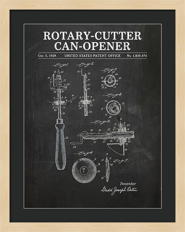 Rotary Cutter Can Opener Chalkboard Patent Us1839474a