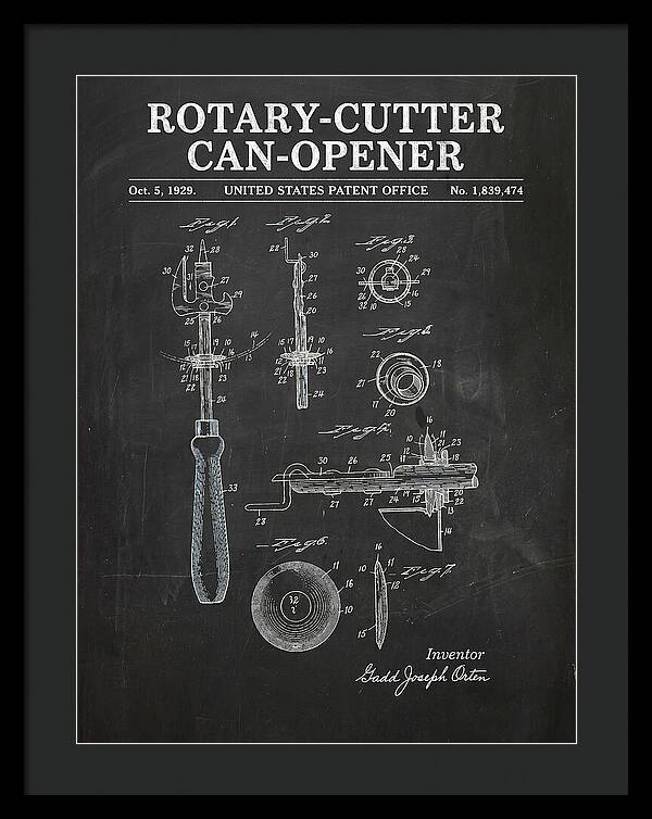 Rotary Cutter Can Opener Chalkboard Patent Us1839474a