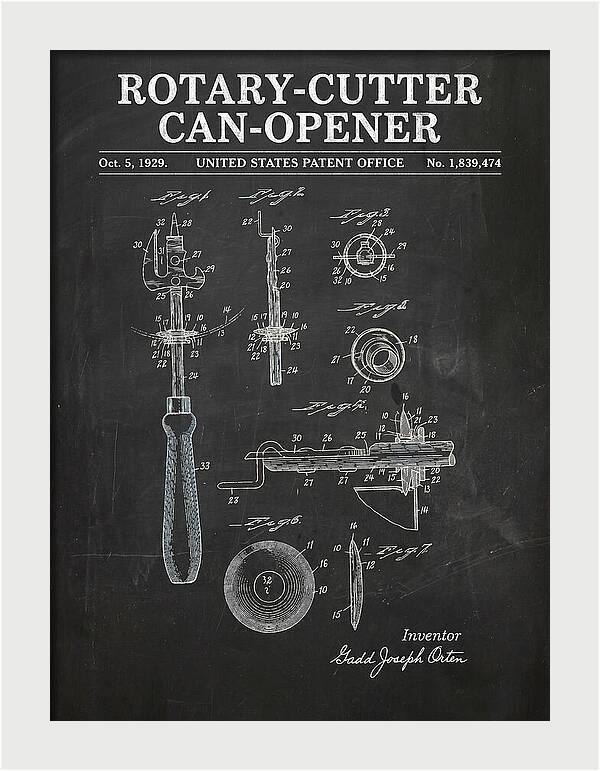 Rotary Cutter Can Opener Chalkboard Patent Us1839474a
