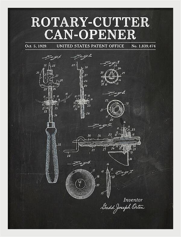 Rotary Cutter Can Opener Chalkboard Patent Us1839474a