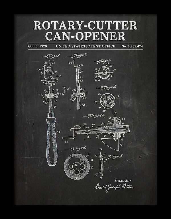 Rotary Cutter Can Opener Chalkboard Patent Us1839474a