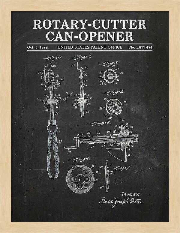 Rotary Cutter Can Opener Chalkboard Patent Us1839474a