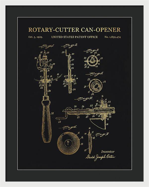 Rotary Cutter Can Opener Gold Patent Us1839474a