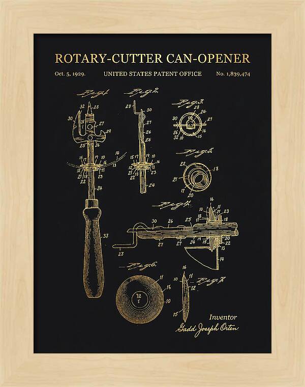 Rotary Cutter Can Opener Gold Patent Us1839474a