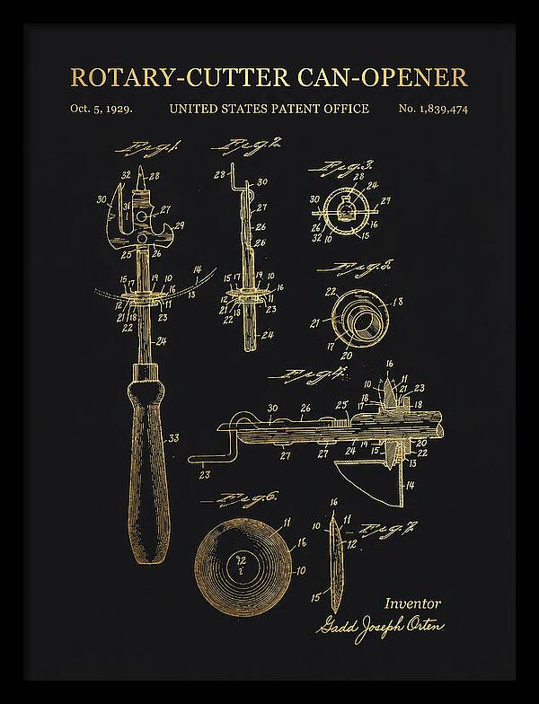 Rotary Cutter Can Opener Gold Patent Us1839474a
