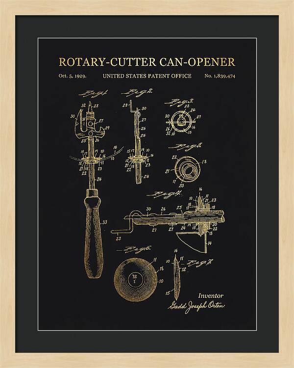 Rotary Cutter Can Opener Gold Patent Us1839474a