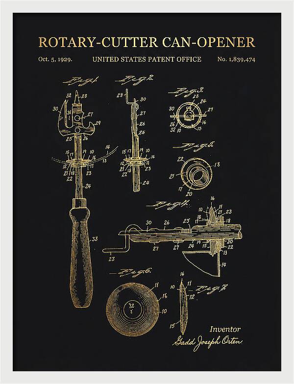 Rotary Cutter Can Opener Gold Patent Us1839474a