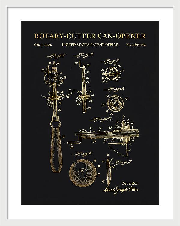 Rotary Cutter Can Opener Gold Patent Us1839474a