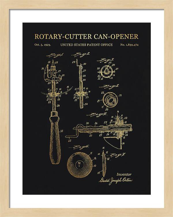 Rotary Cutter Can Opener Gold Patent Us1839474a