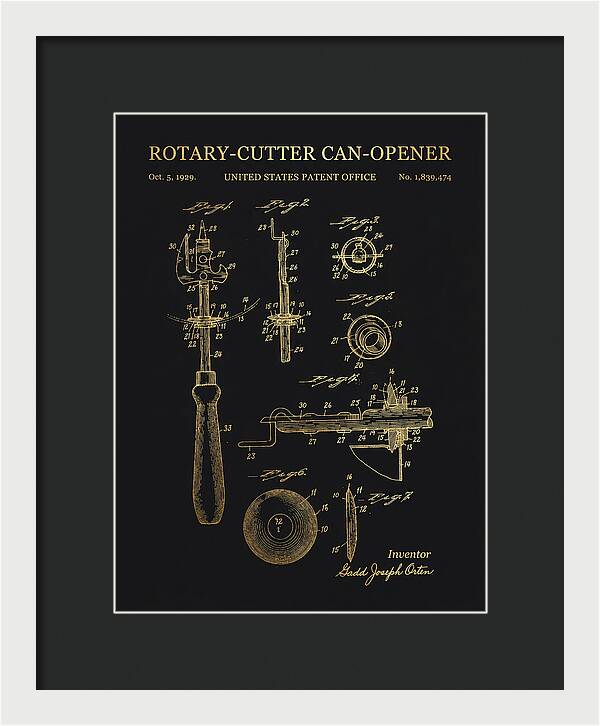 Rotary Cutter Can Opener Gold Patent Us1839474a