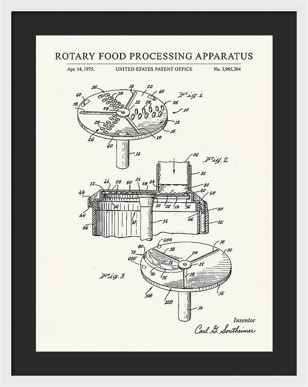 Rotary Food Processing Apparatus Cuisinart Minimalist Patent Us3985304a