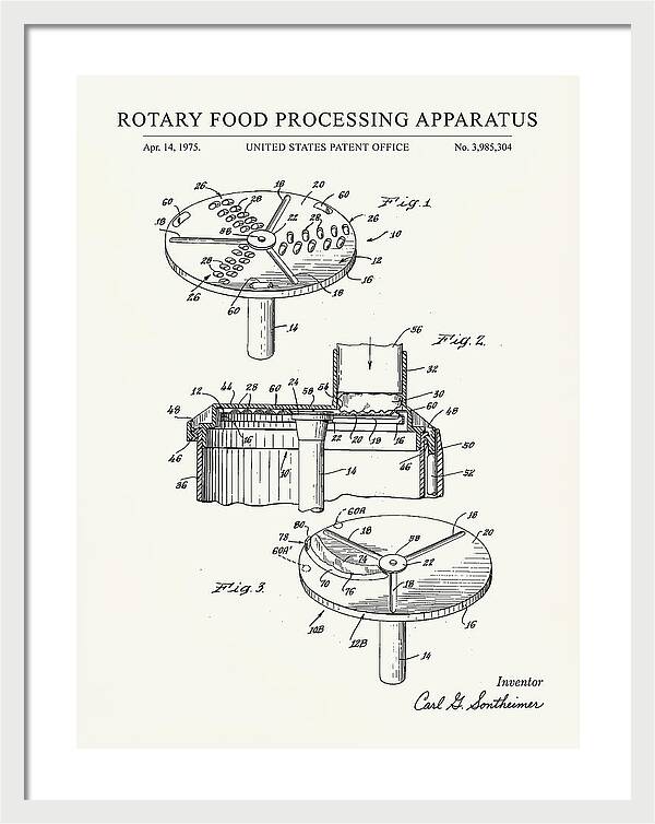 Rotary Food Processing Apparatus Cuisinart Minimalist Patent Us3985304a
