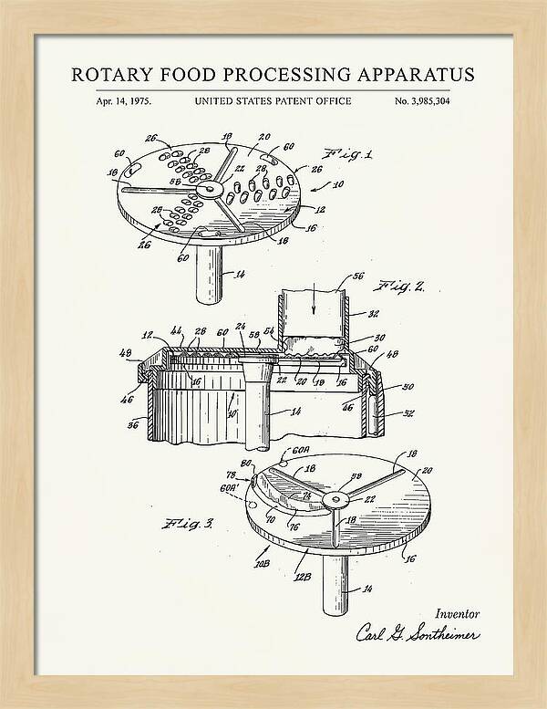 Rotary Food Processing Apparatus Cuisinart Minimalist Patent Us3985304a