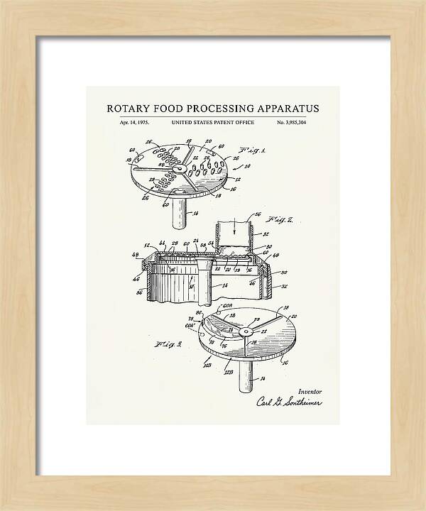 Rotary Food Processing Apparatus Cuisinart Minimalist Patent Us3985304a