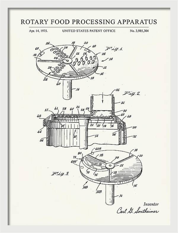 Rotary Food Processing Apparatus Cuisinart Minimalist Patent Us3985304a