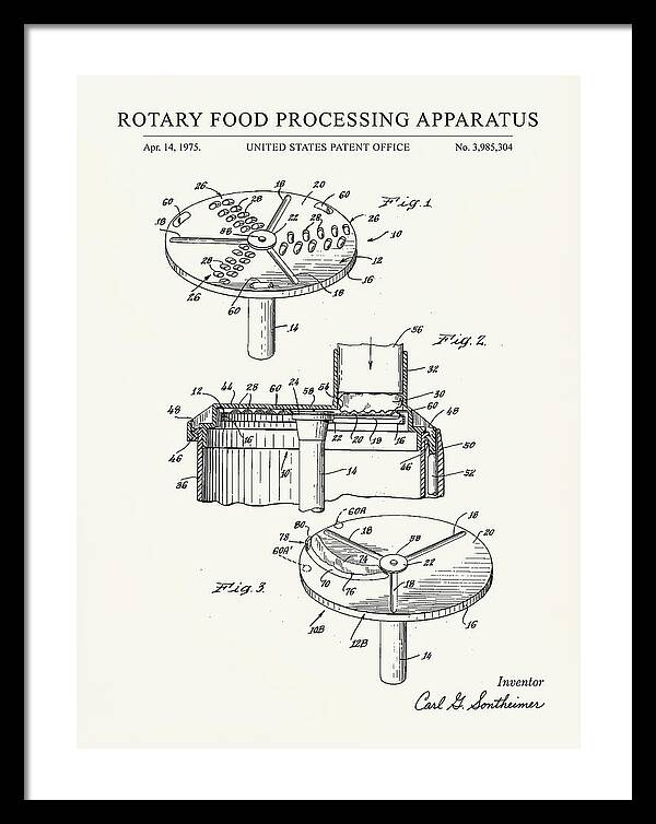 Rotary Food Processing Apparatus Cuisinart Minimalist Patent Us3985304a