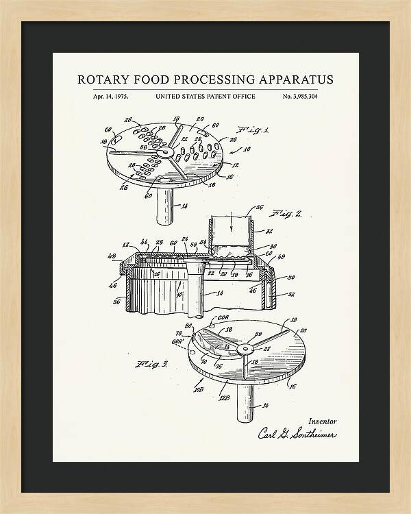Rotary Food Processing Apparatus Cuisinart Minimalist Patent Us3985304a