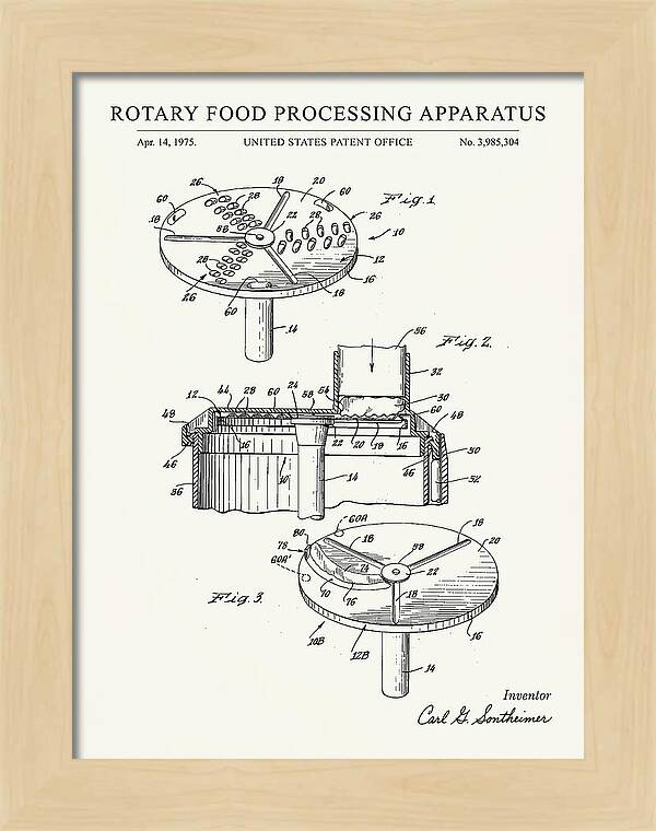 Rotary Food Processing Apparatus Cuisinart Minimalist Patent Us3985304a