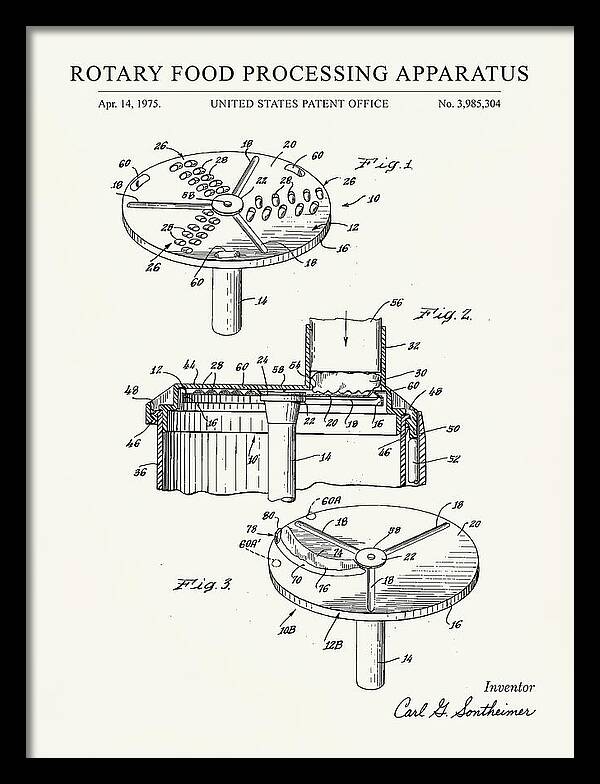 Rotary Food Processing Apparatus Cuisinart Minimalist Patent Us3985304a