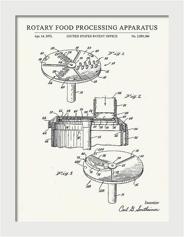 Rotary Food Processing Apparatus Cuisinart Minimalist Patent Us3985304a