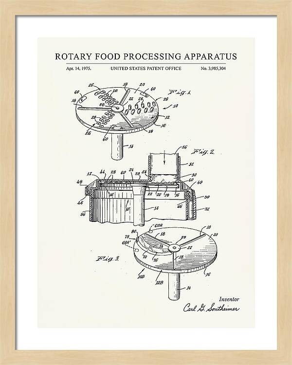 Rotary Food Processing Apparatus Cuisinart Minimalist Patent Us3985304a