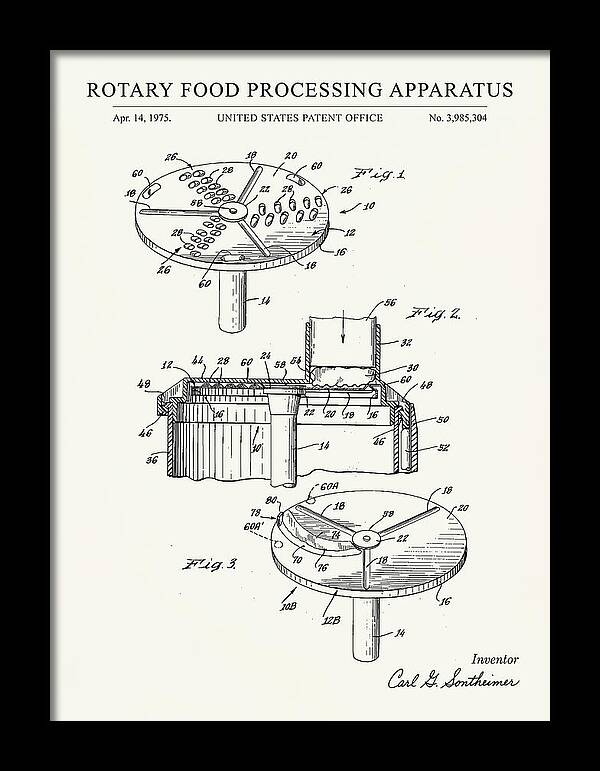 Rotary Food Processing Apparatus Cuisinart Minimalist Patent Us3985304a