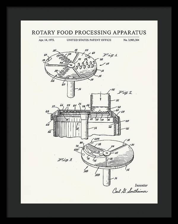 Rotary Food Processing Apparatus Cuisinart Minimalist Patent Us3985304a