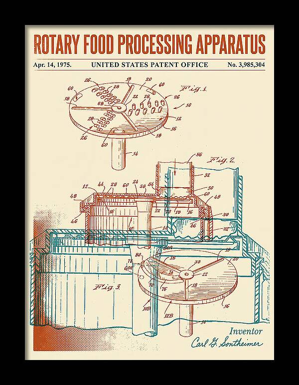 Rotary Food Processing Apparatus Cuisinart Retro Patent Us3985304a