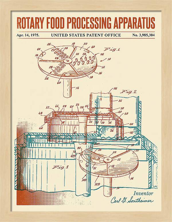 Rotary Food Processing Apparatus Cuisinart Retro Patent Us3985304a
