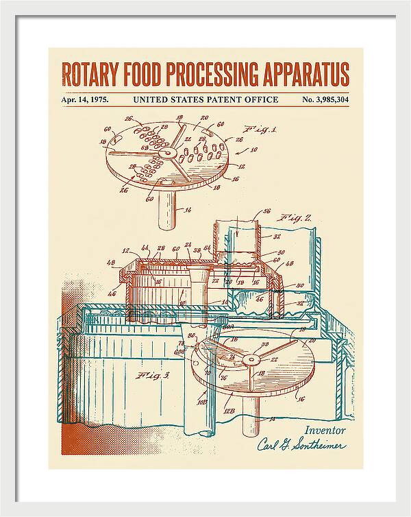 Rotary Food Processing Apparatus Cuisinart Retro Patent Us3985304a