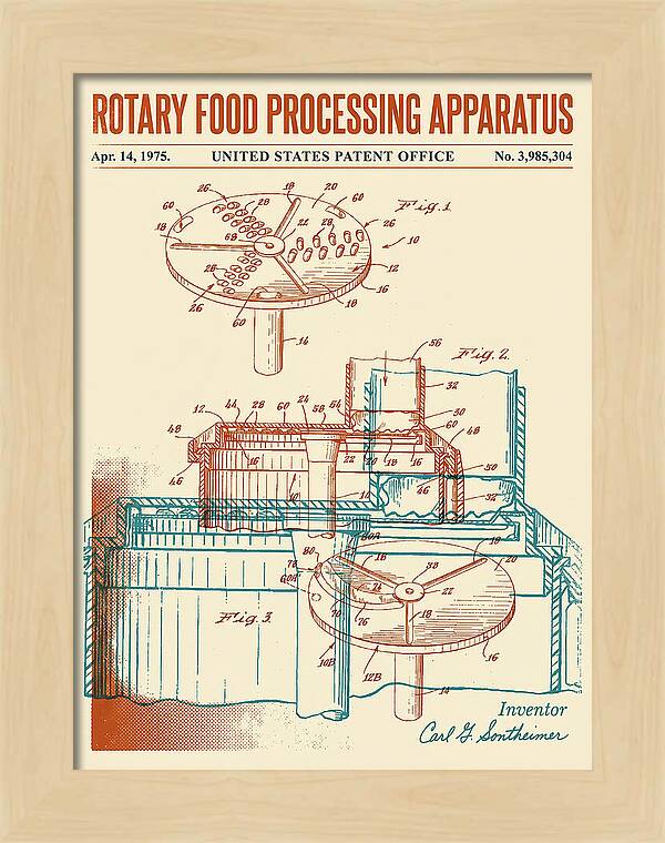 Rotary Food Processing Apparatus Cuisinart Retro Patent Us3985304a