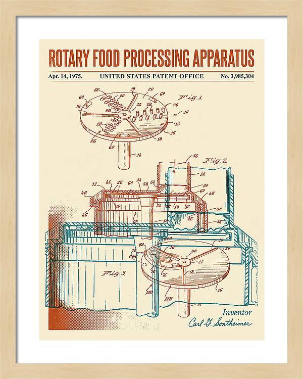 Rotary Food Processing Apparatus Cuisinart Retro Patent Us3985304a