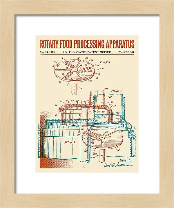 Rotary Food Processing Apparatus Cuisinart Retro Patent Us3985304a