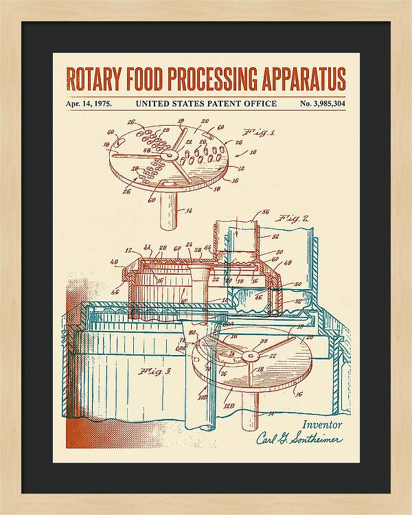 Rotary Food Processing Apparatus Cuisinart Retro Patent Us3985304a