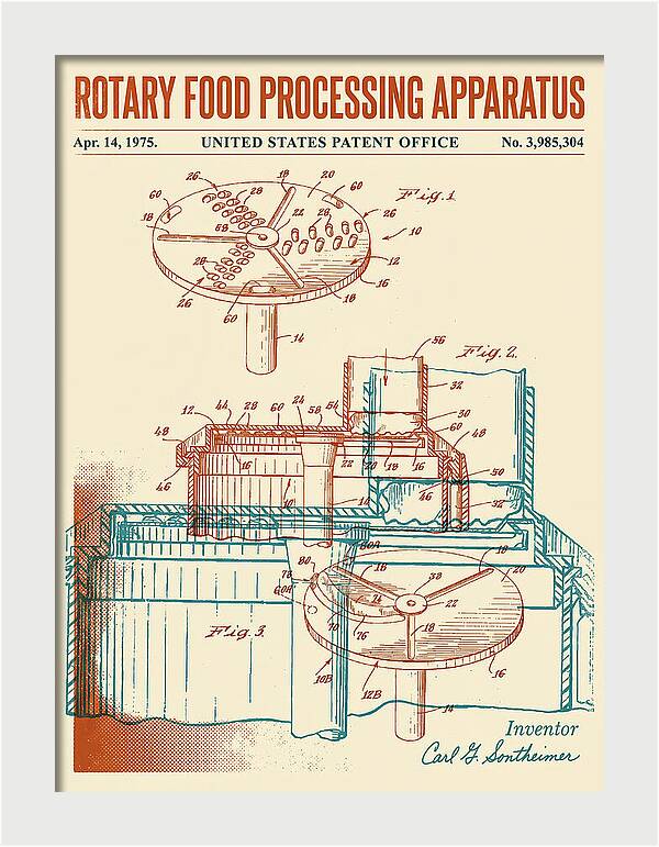 Rotary Food Processing Apparatus Cuisinart Retro Patent Us3985304a